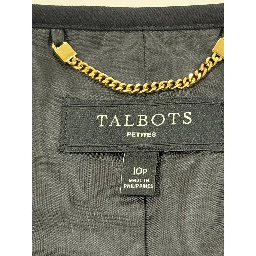 Talbots womens striped jacket‎ sz 10P office casual workwear layers coastal